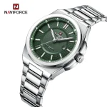 Naviforce 9212 Stainless Steel Men's Watch- Silver/Green