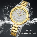 Naviforce 9212 Stainless Steel Men's Watch- Silver/Gold - Image 2