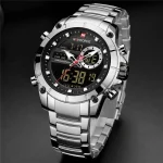 Naviforce 9163 Dual Time Men's Watch- Silver
