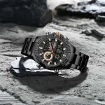 Naviforce 9262 Dual Time Stainless Steel Men's Watch- Black/Rose Gold - Image 3