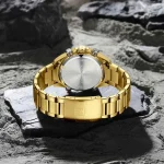 Naviforce 9262 Dual Time Stainless Steel Men's Watch- Golden/Black - Image 4