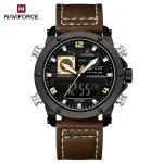 Naviforce 9236 Dual Time Leather Belt Men's Watch- Brown/Black