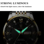 Poedagar 836 Stainless Steel Men's Watch- Silver Golden/Black - Image 2