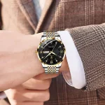 Poedagar 836 Stainless Steel Men's Watch- Silver Golden/Black - Image 3