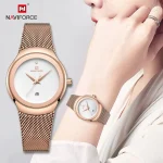 Naviforce 5004 Stainless Steel Ladies Watch- Rose Gold/White - Image 2