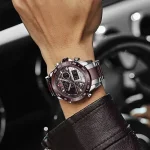 Naviforce 9171 Dual Time Men's Watch- Silver/Coffee - Image 2