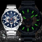 Curren 8363 Chronograph Men's Watch- Silver/Blue - Image 3