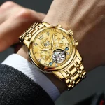 Olevs 9910 Automatic Mechanical Men's Watch- Golden - Image 2