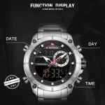 Naviforce 9163 Dual Time Men's Watch- Silver - Image 4