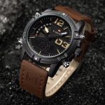 Naviforce 9095 Dual Time Leather Belt Men's Watch- Brown