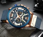 Curren 8329 Chronograph Leather Belt Men's Watch- Blue - Image 2
