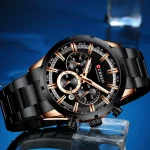 Curren 8355 Chronograph Stainless Steel Men's Watch- Black - Image 4