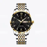 Poedagar 836 Stainless Steel Men's Watch- Silver Golden/Black