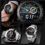 Naviforce 9163 Dual Time Men's Watch- Silver - Image 3
