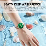 Poedagar 005 Diamond Cut Glass Ladies Watch- Rose Gold/Green - Image 3