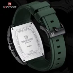 Naviforce 8025 Chronograph Rubber Belt Men's Watch- Green - Image 3
