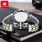 Olevs 5529 Chronograph Men's Watch- Silver Golden/White - Image 2