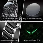 Olevs 7004 Chronograph Ceramics Chain Men's Watch- Silver/Black - Image 4