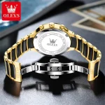 Olevs 7004 Chronograph Ceramics Chain Men's Watch- Golden/Black - Image 3