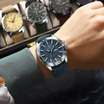 Poedagar 895 Leather Belt Men's Watch- Blue - Image 2
