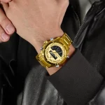 Naviforce 9259 Dual Time Stainless Steel Men's Watch- Golden - Image 2