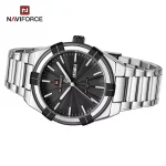 Naviforce 9218 Stainless Steel Men's Watch- Silver/Black - Image 4