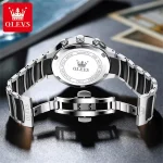 Olevs 7004 Chronograph Ceramics Chain Men's Watch- Silver/Black - Image 3