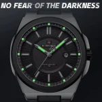 Naviforce 9212 Stainless Steel Men's Watch- Silver/Black - Image 2