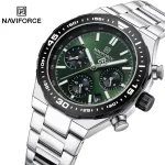 Naviforce 8049 Chronograph Men's Watch- Silver/Green - Image 2