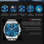 Olevs 3653 Chronograph Men's Watch- Silver/Blue - Image 5