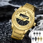 Naviforce 9259 Dual Time Stainless Steel Men's Watch- Golden - Image 5