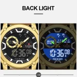 Naviforce 9261 Dual Time Leather Belt Men's Watch- Golden - Image 3