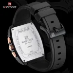 Naviforce 8025 Chronograph Rubber Belt Men's Watch- Black/Rose Gold - Image 3