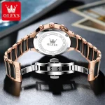 Olevs 7004 Chronograph Ceramics Chain Men's Watch- Rose Gold/Black - Image 3
