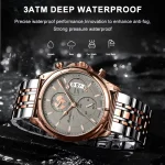 Poedagar 802 Chronograph Men's Watch- Silver Rose Gold/Gray - Image 3