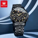 Olevs 3653 Chronograph Men's Watch- Black - Image 3