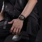 Naviforce 8025 Chronograph Rubber Belt Men's Watch- Black/Rose Gold - Image 4