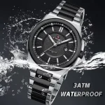 Naviforce 9212 Stainless Steel Men's Watch- Silver/Black - Image 4