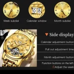 Olevs 9910 Automatic Mechanical Men's Watch- Golden - Image 3
