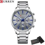 Curren 8435 Chronograph Men's Watch- Silver/Gray - Image 4