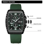 Naviforce 8025 Chronograph Rubber Belt Men's Watch- Green - Image 7