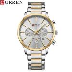 Curren 8435 Chronograph Men's Watch- Silver Golden/White - Image 4