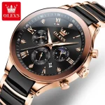 Olevs 7004 Chronograph Ceramics Chain Men's Watch- Rose Gold/Black - Image 6