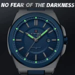 Naviforce 9212 Stainless Steel Men's Watch- Silver/Blue - Image 2