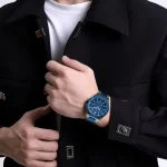 Naviforce 9212 Stainless Steel Men's Watch- Silver/Blue - Image 3