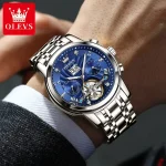 Olevs 9910 Automatic Mechanical Men's Watch- Silver/Blue - Image 2