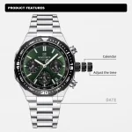 Naviforce 8049 Chronograph Men's Watch- Silver/Green - Image 3