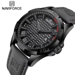 Naviforce 8023 Leather Belt Men's Watch- Gray - Image 4