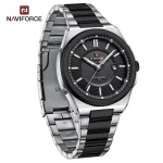 Naviforce 9212 Stainless Steel Men's Watch- Silver/Black
