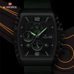 Naviforce 8025 Chronograph Rubber Belt Men's Watch- Green - Image 4